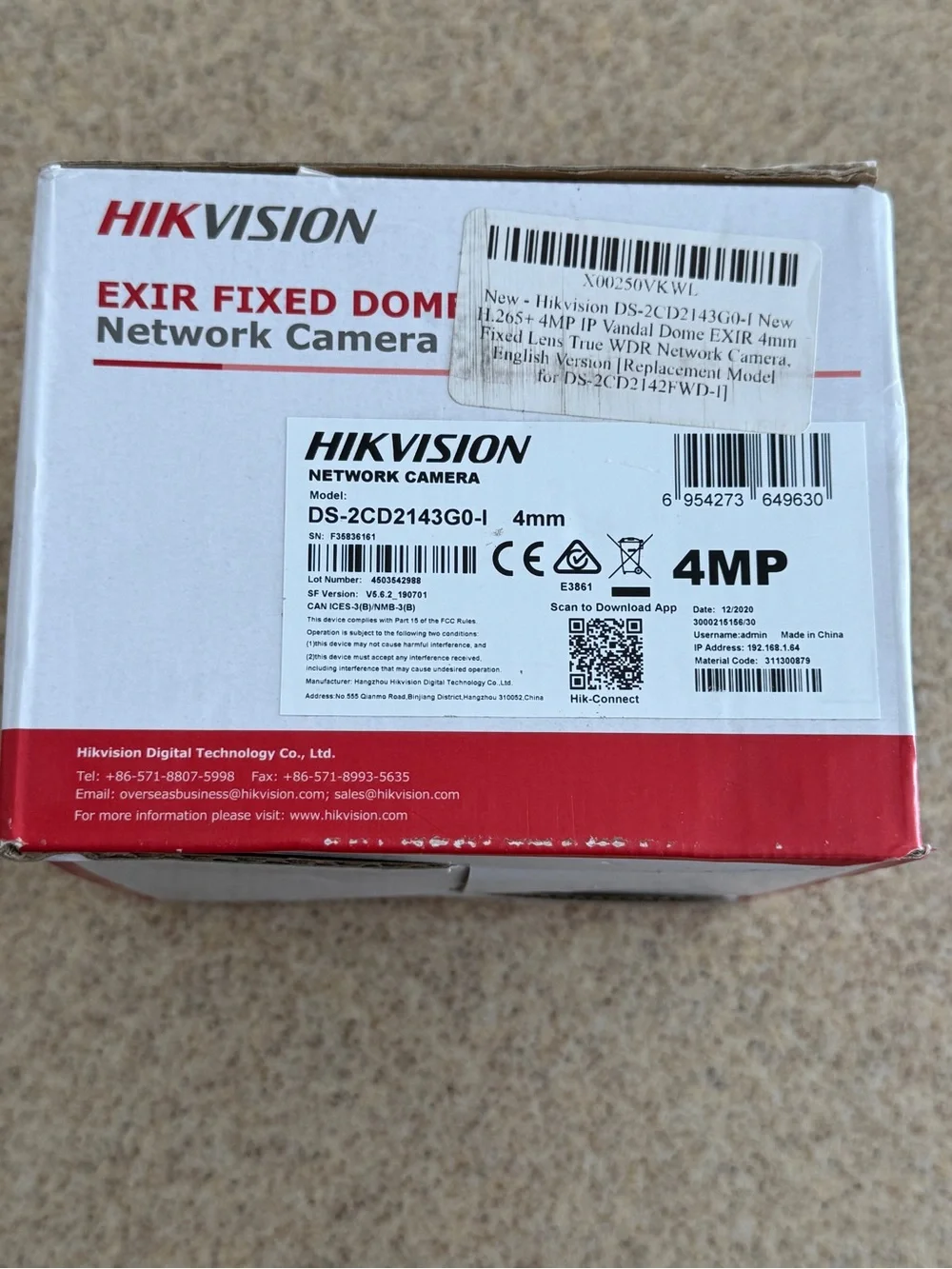 HIKVISION EXIR H.265+ HD Video HD Video Network Dome Camera New in box